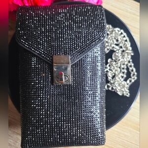 Black Rhinestone Crossbody / Clutch Bag With Chain– Sparkle Purse